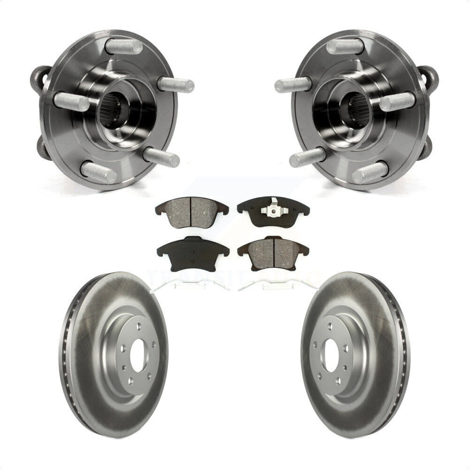 Front Hub Bearing Assembly With Coated Disc Brake Rotors And Semi-Metallic Pads Kit For Ford Fusion Lincoln MKZ KBB-103939