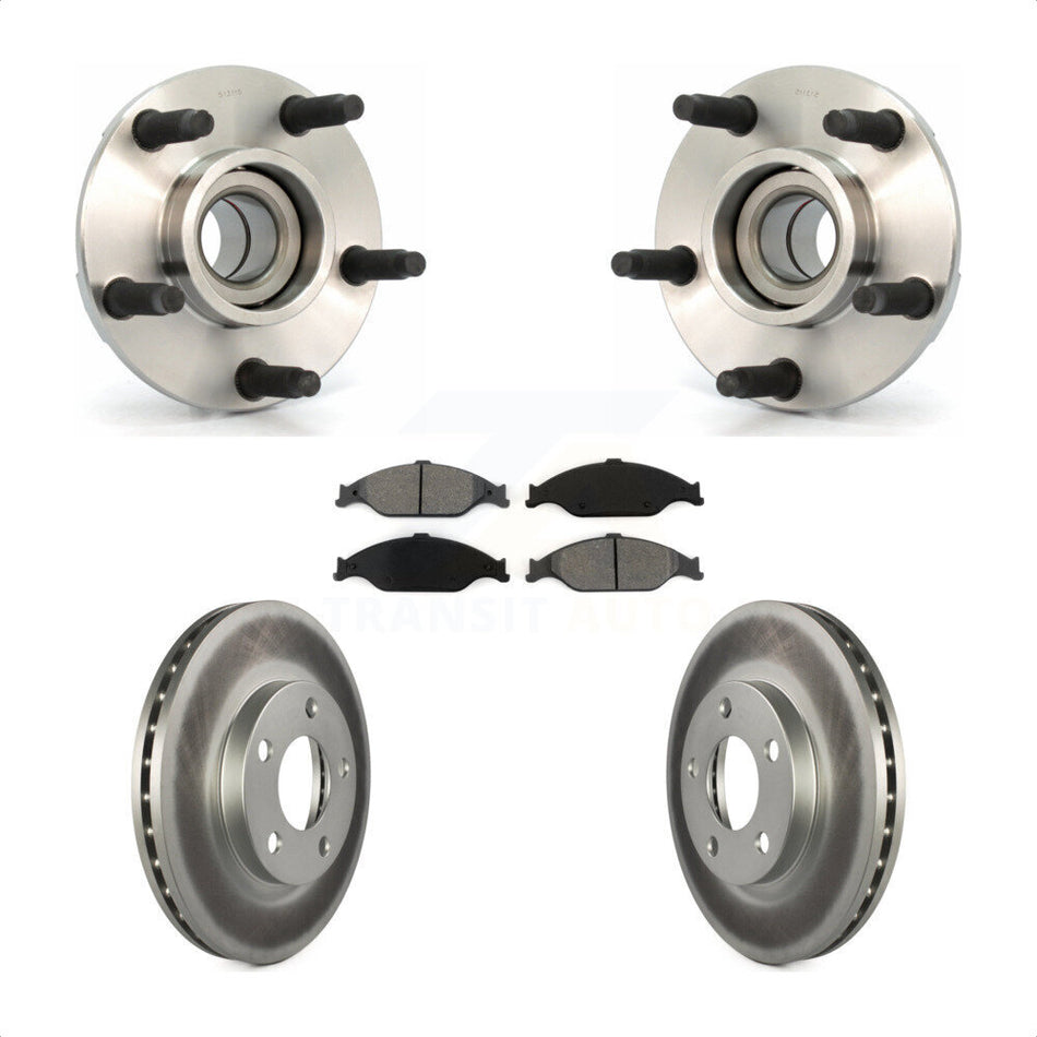 Front Hub Bearing Assembly With Coated Disc Brake Rotors And Semi-Metallic Pads Kit For Ford Mustang KBB-103956