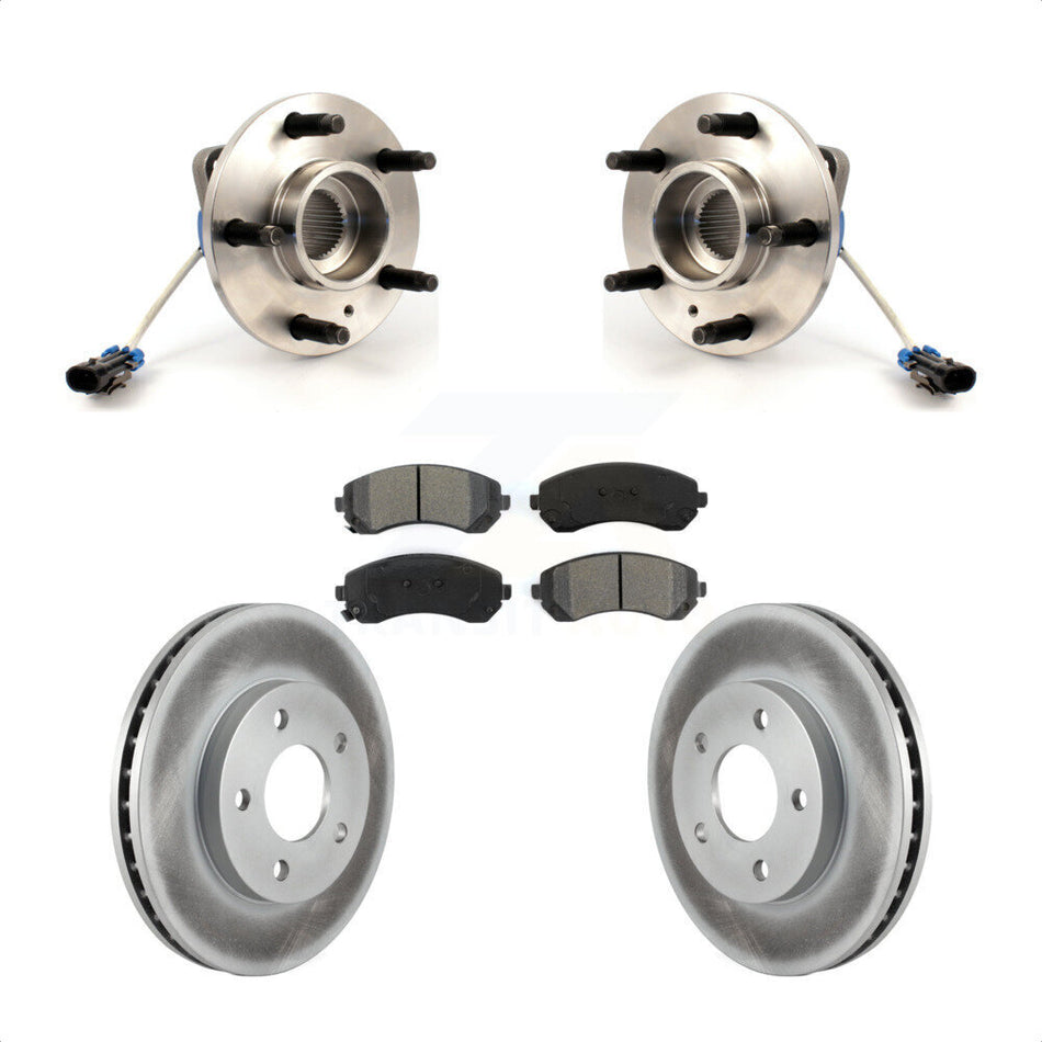 Front Hub Bearing Assembly With Coated Disc Brake Rotors And Semi-Metallic Pads Kit For Buick Rendezvous Pontiac Aztek KBB-103961