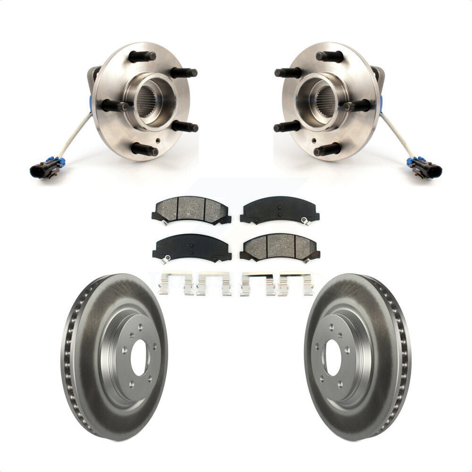 Front Hub Bearing Assembly With Coated Disc Brake Rotors And Semi-Metallic Pads Kit For Chevrolet Buick Lucerne Impala Limited LaCrosse Allure KBB-103967