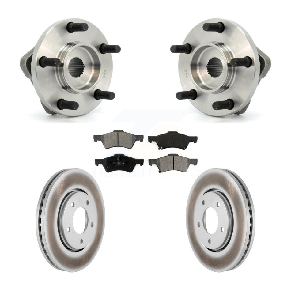 Front Hub Bearing Assembly With Coated Disc Brake Rotors And Semi-Metallic Pads Kit For Dodge Caravan Chrysler Voyager KBB-103971