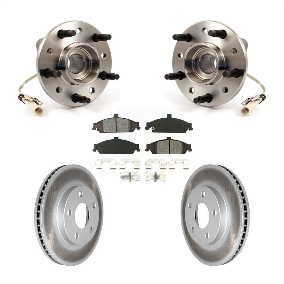 Front Hub Bearing Assembly With Coated Disc Brake Rotors And Semi-Metallic Pads Kit For Chevrolet Pontiac Grand Am Malibu Oldsmobile Alero Classic Cutlass KBB-103979