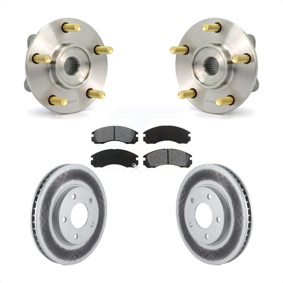 Front Hub Bearing Assembly With Coated Disc Brake Rotors And Semi-Metallic Pads Kit For 2000 Mitsubishi Eclipse 3.0L KBB-103980