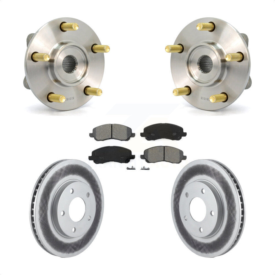 Front Hub Bearing Assembly With Coated Disc Brake Rotors And Semi-Metallic Pads Kit For Mitsubishi Chrysler Sebring Galant Dodge Stratus Eclipse KBB-103981