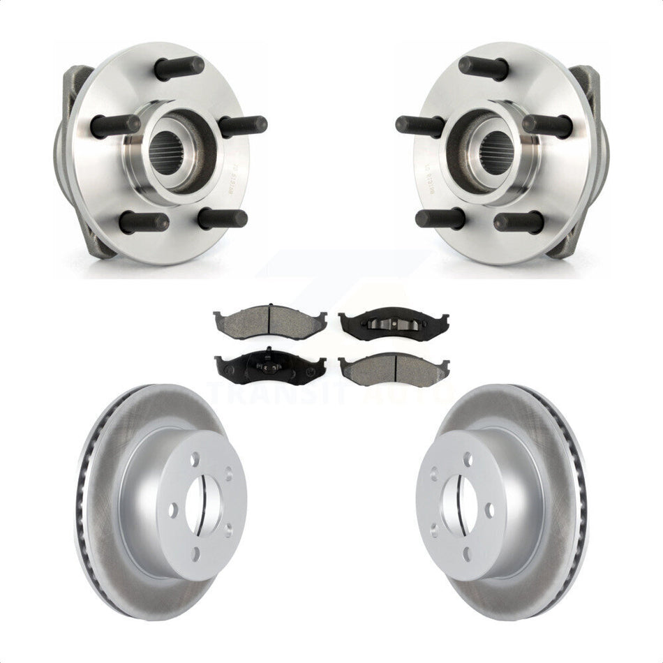 Front Hub Bearing Assembly With Coated Disc Brake Rotors And Semi-Metallic Pads Kit For Jeep Wrangler Cherokee TJ KBB-103983