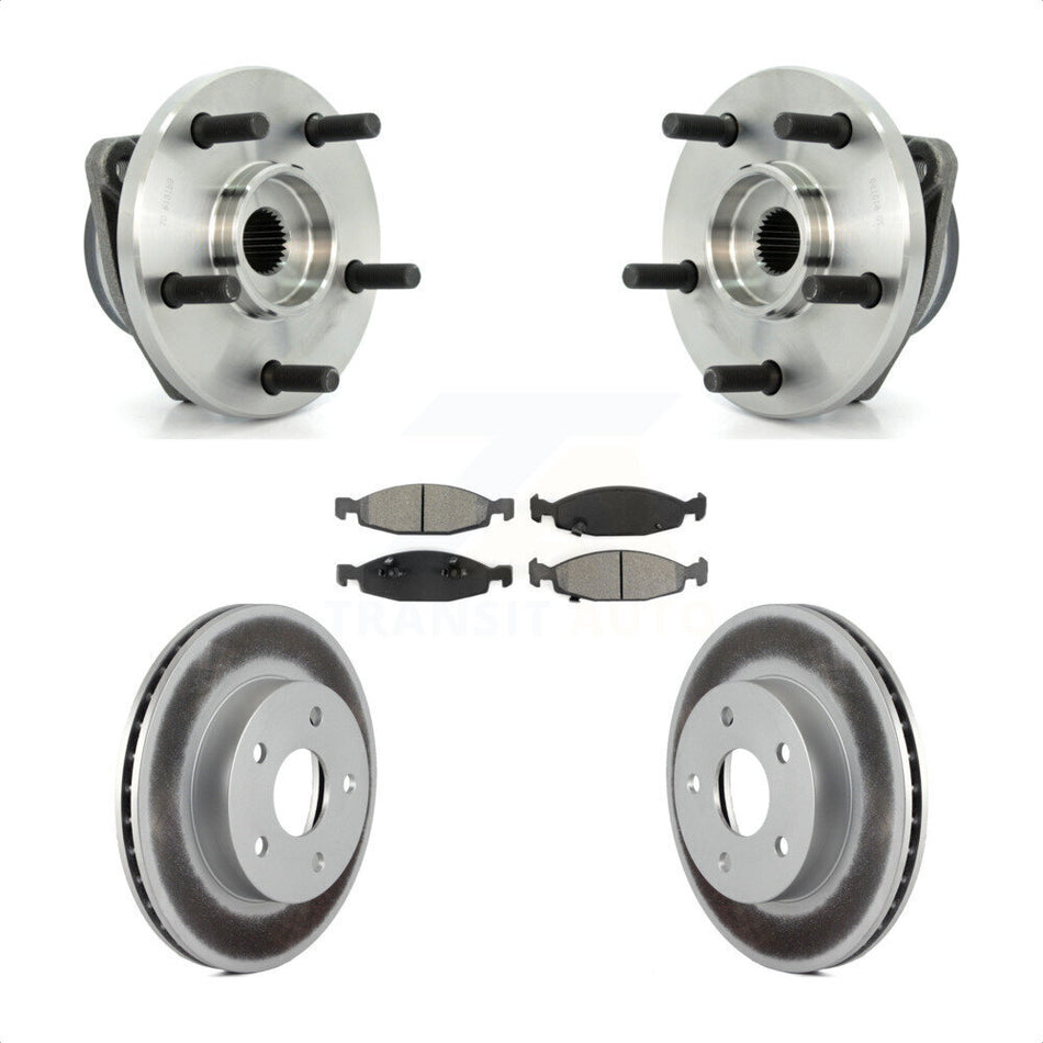 Front Hub Bearing Assembly With Coated Disc Brake Rotors And Semi-Metallic Pads Kit For 1999-2002 Jeep Grand Cherokee Teves & ATE Caliper KBB-103984
