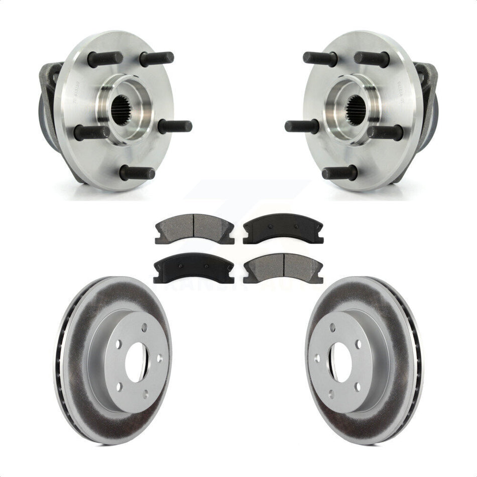 Front Hub Bearing Assembly With Coated Disc Brake Rotors And Semi-Metallic Pads Kit For Jeep Grand Cherokee KBB-103985