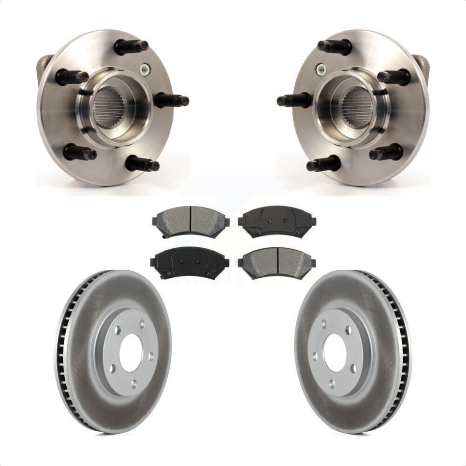 Front Hub Bearing Assembly With Coated Disc Brake Rotors And Semi-Metallic Pads Kit For Chevrolet Impala Monte Carlo Non-ABS KBB-103987