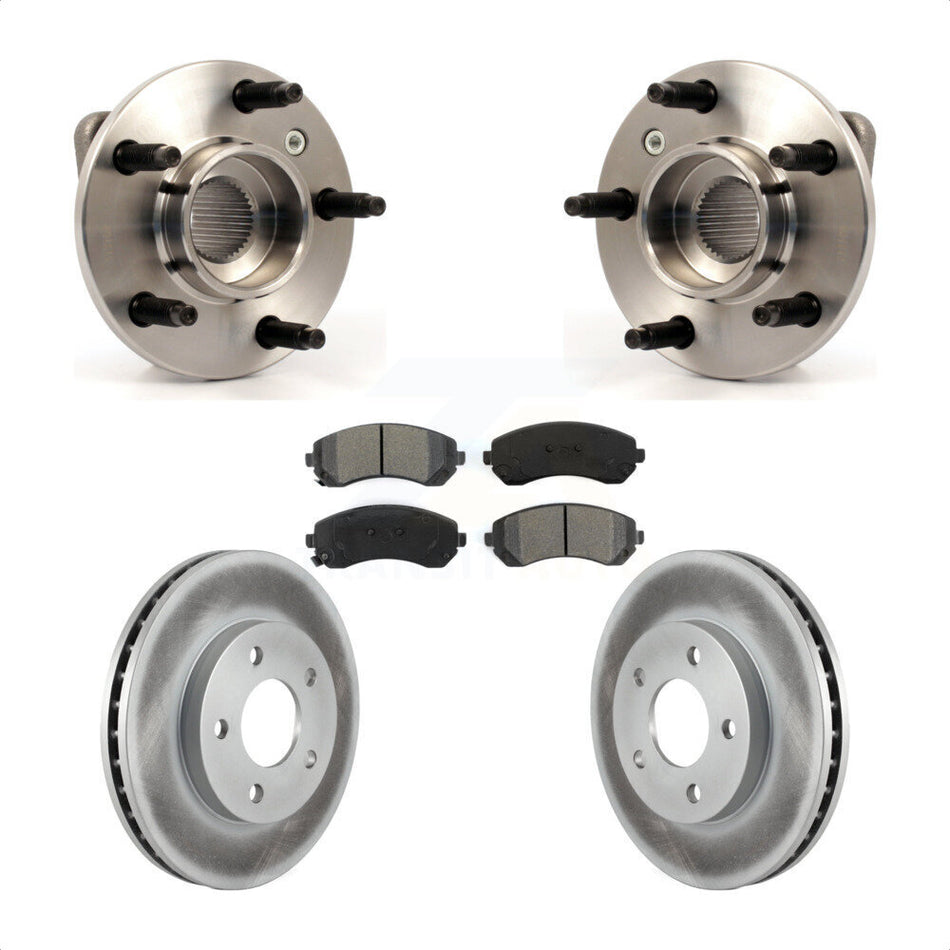 Front Hub Bearing Assembly With Coated Disc Brake Rotors And Semi-Metallic Pads Kit For Buick Rendezvous Pontiac Aztek KBB-103988