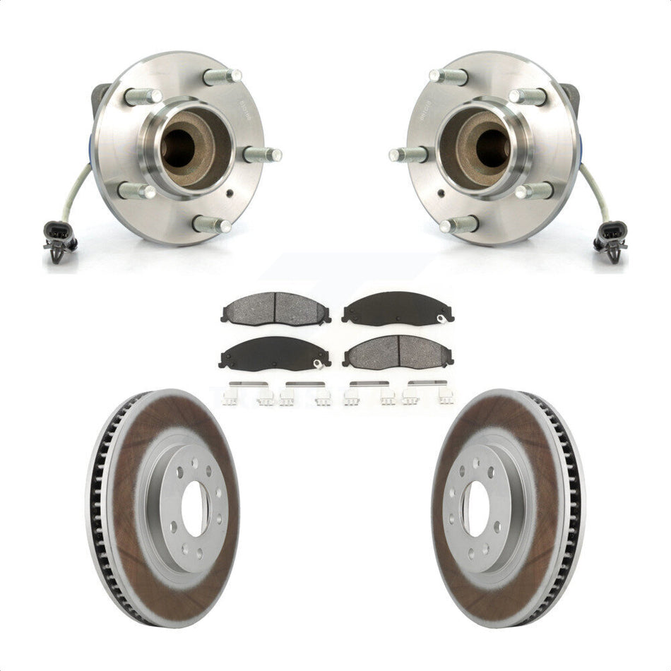 Front Hub Bearing Assembly With Coated Disc Brake Rotors And Semi-Metallic Pads Kit For Cadillac CTS Standard Suspension KBB-103993