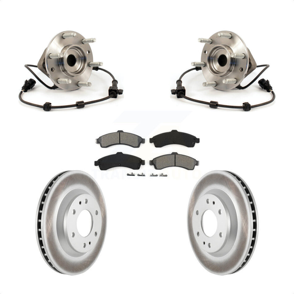 Front Hub Bearing Assembly With Coated Disc Brake Rotors And Semi-Metallic Pads Kit For Chevrolet Trailblazer GMC Envoy Buick Rainier Oldsmobile Bravada Isuzu Ascender KBB-103994