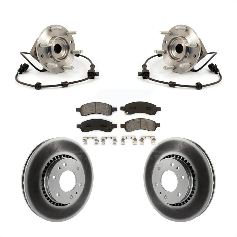 Front Hub Bearing Assembly With Coated Disc Brake Rotors And Semi-Metallic Pads Kit For Chevrolet Trailblazer GMC Envoy EXT XL Buick Rainier Saab 9-7x Isuzu Ascender SSR KBB-103995