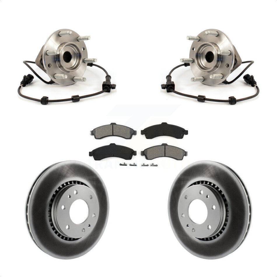 Front Hub Bearing Assembly With Coated Disc Brake Rotors And Semi-Metallic Pads Kit For Chevrolet Trailblazer GMC EXT Envoy XL Buick Rainier XUV SSR Isuzu Ascender Saab 9-7x KBB-103996