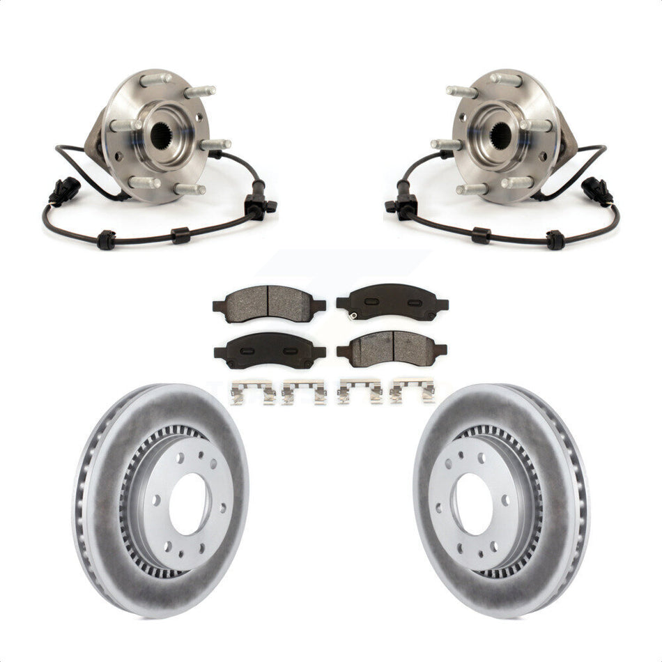 Front Hub Bearing Assembly With Coated Disc Brake Rotors And Semi-Metallic Pads Kit For Chevrolet Trailblazer GMC Envoy Buick Rainier Isuzu Ascender KBB-103997