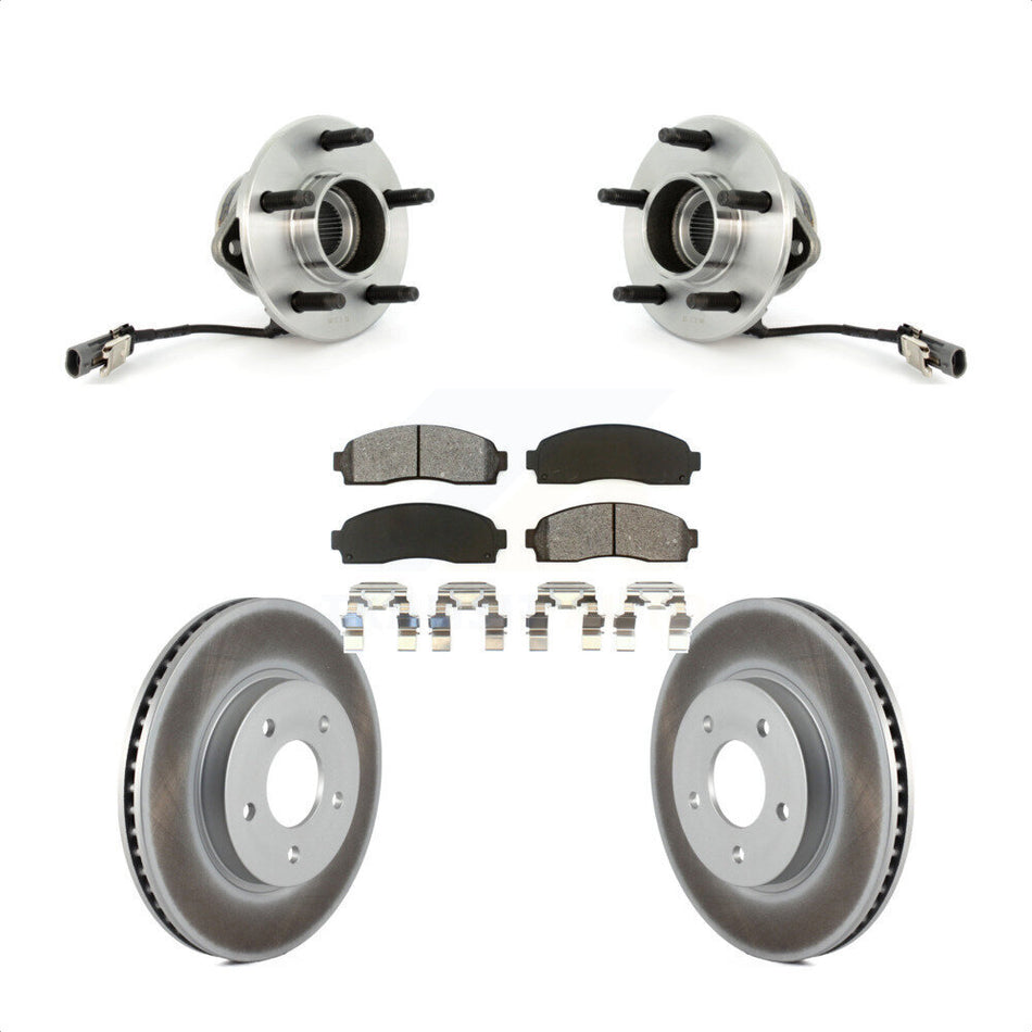 Front Hub Bearing Assembly With Coated Disc Brake Rotors And Semi-Metallic Pads Kit For Saturn Vue Chevrolet Equinox Pontiac Torrent KBB-103998