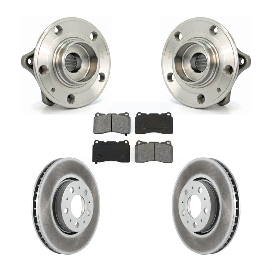 Front Hub Bearing Assembly With Coated Disc Brake Rotors And Semi-Metallic Pads Kit For 2005-2007 Volvo V70 R 286mm Diameter Rotor KBB-104006