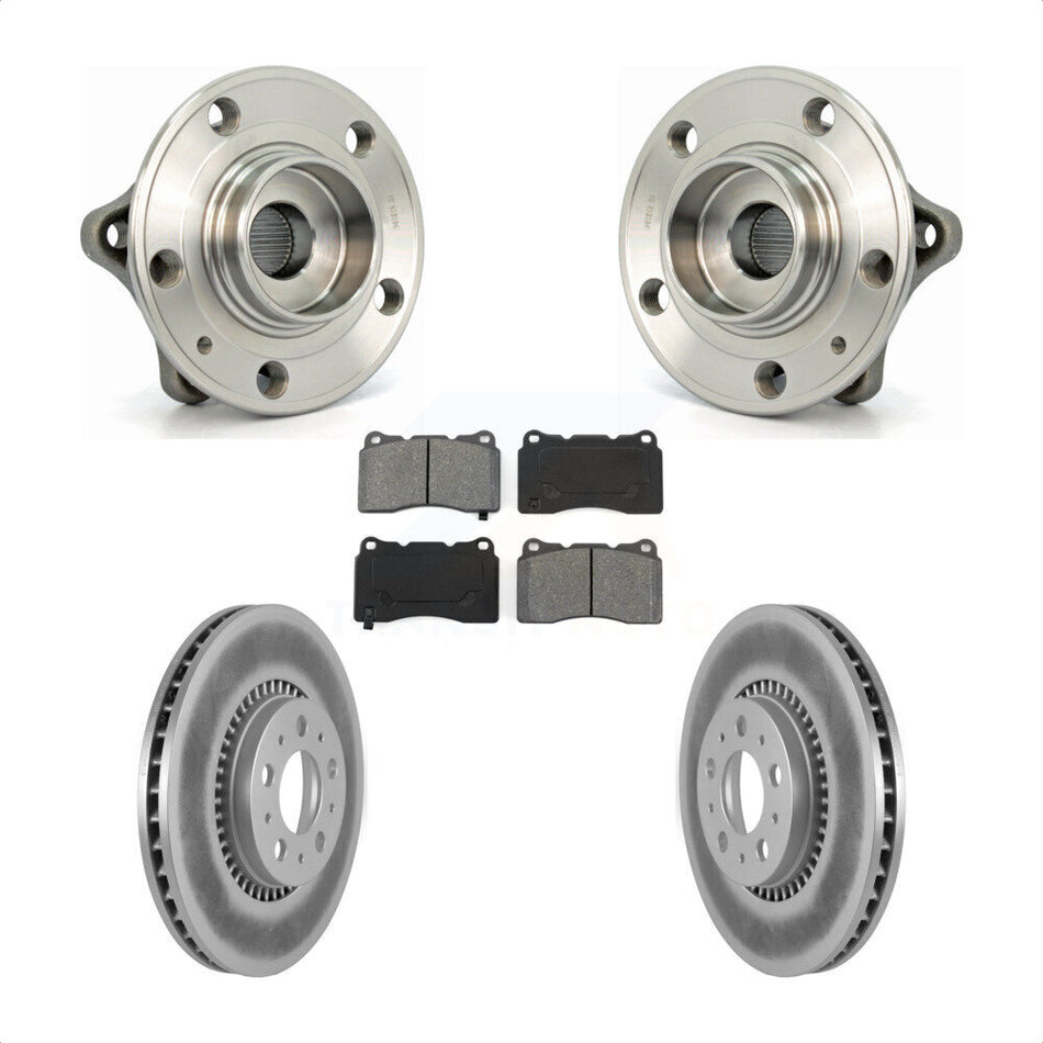 Front Hub Bearing Assembly With Coated Disc Brake Rotors And Semi-Metallic Pads Kit For 2005-2007 Volvo V70 R 305mm Diameter Rotor KBB-104008