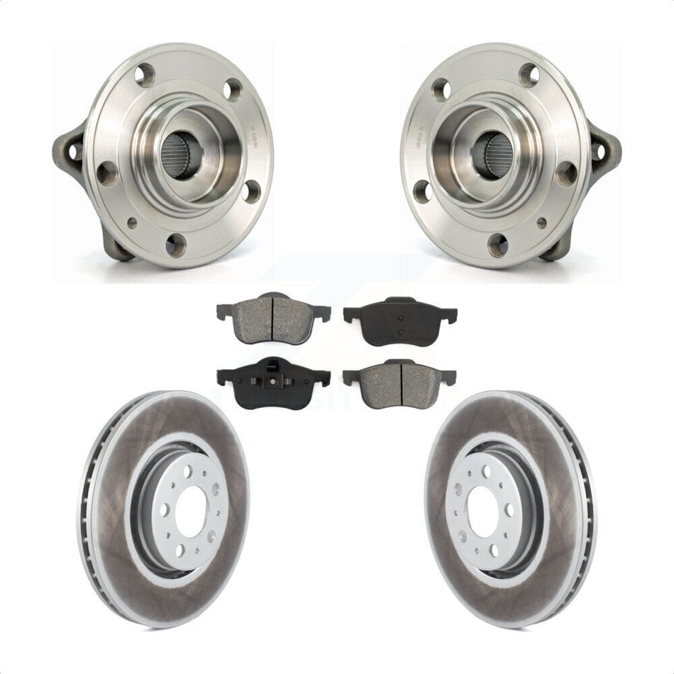 Front Hub Bearing Assembly With Coated Disc Brake Rotors And Semi-Metallic Pads Kit For 2008 Volvo S60 316mm Diameter Rotor KBB-104010