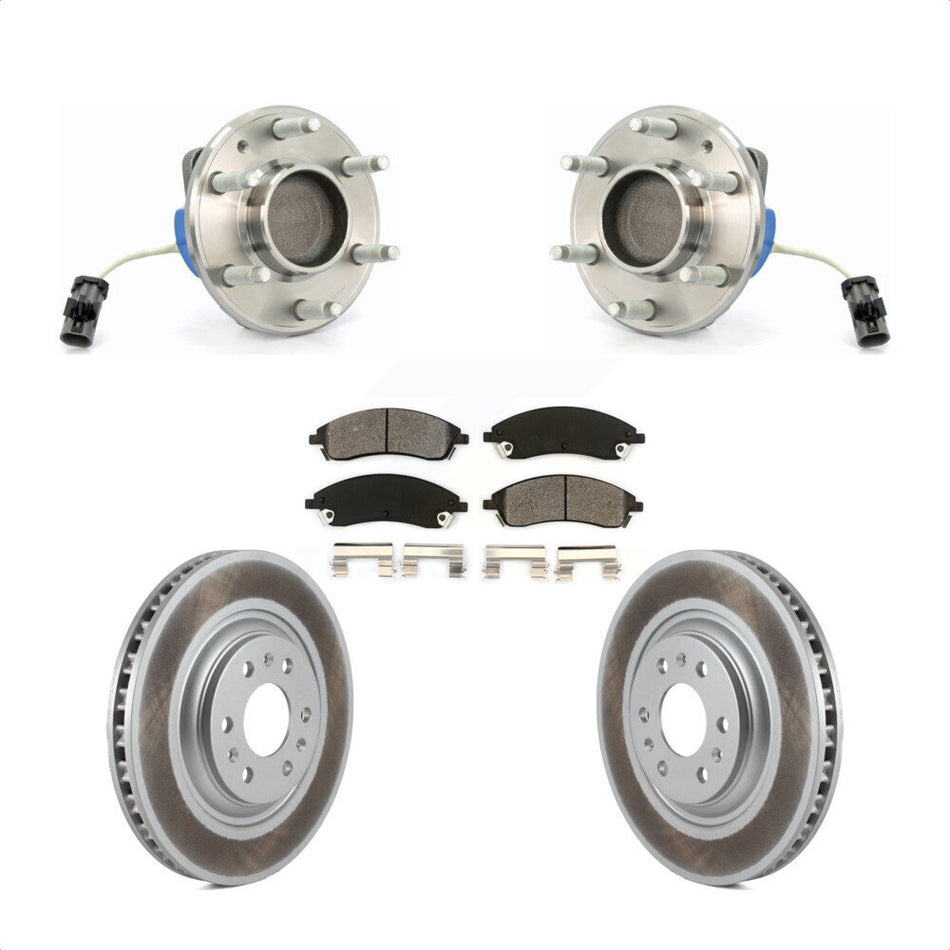 Front Hub Bearing Assembly With Coated Disc Brake Rotors And Semi-Metallic Pads Kit For 2004-2009 Cadillac SRX RWD KBB-104011