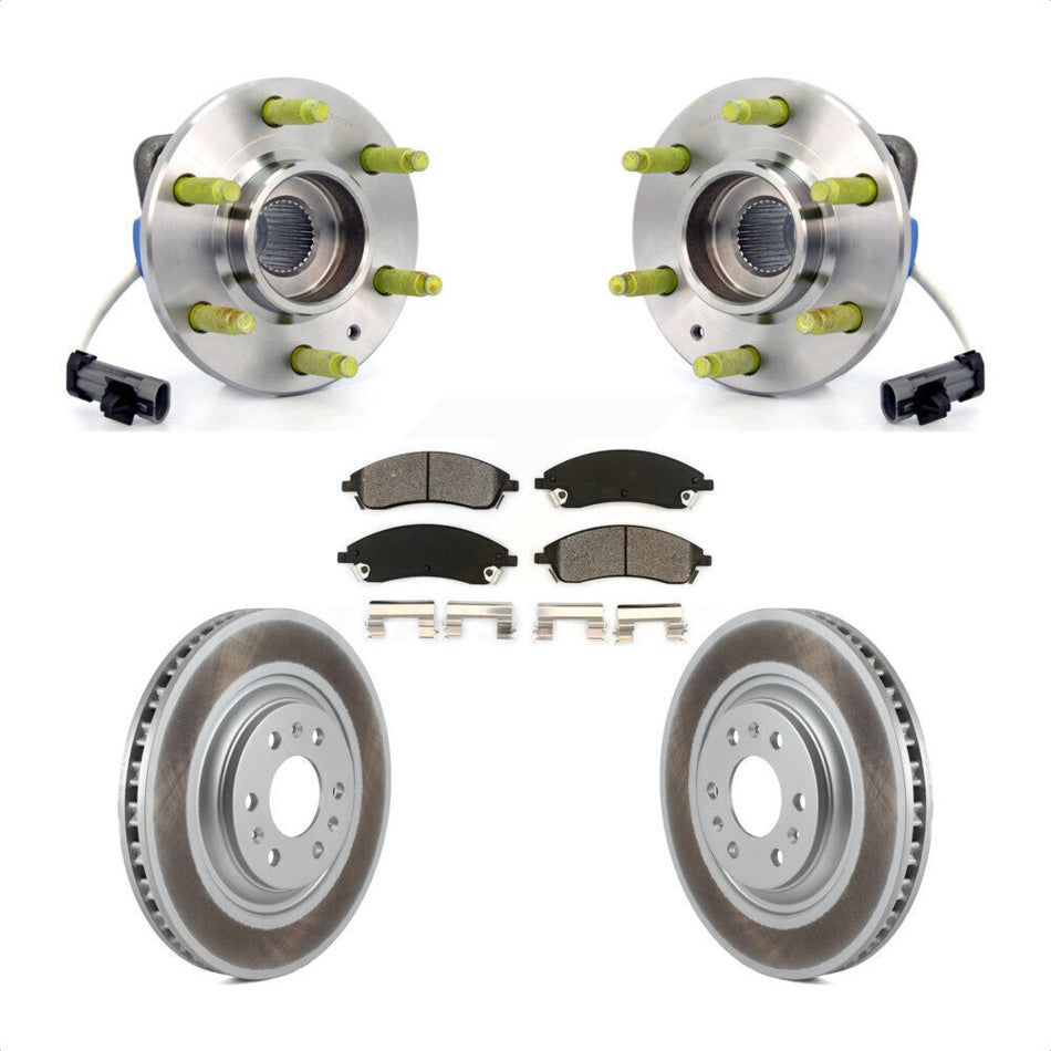 Front Hub Bearing Assembly With Coated Disc Brake Rotors And Semi-Metallic Pads Kit For 2004-2009 Cadillac SRX AWD KBB-104012