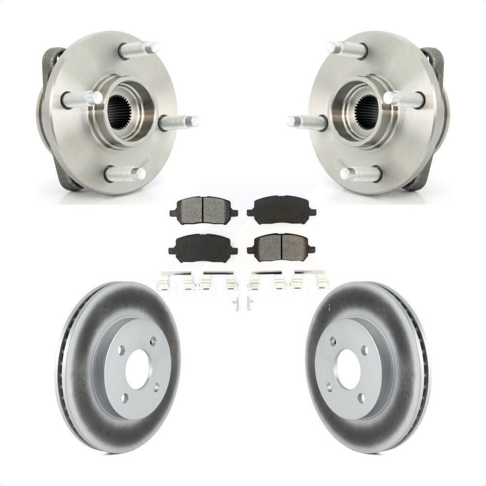 Front Hub Bearing Assembly With Coated Disc Brake Rotors And Semi-Metallic Pads Kit For Chevrolet Cobalt Saturn Ion Pontiac G5 Pursuit KBB-104017