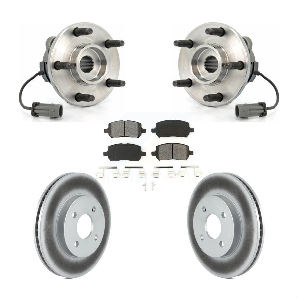 Front Hub Bearing Assembly With Coated Disc Brake Rotors And Semi-Metallic Pads Kit For Saturn Ion Pontiac Pursuit 5 Lug Wheels KBB-104019