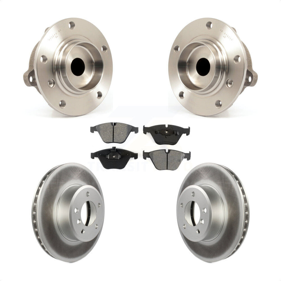 Front Hub Bearing Assembly With Coated Disc Brake Rotors And Semi-Metallic Pads Kit For BMW 530i 528i 525i KBB-104024