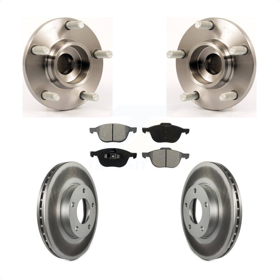 Front Hub Bearing Assembly With Coated Disc Brake Rotors And Semi-Metallic Pads Kit For Mazda 3 2.0L KBB-104026
