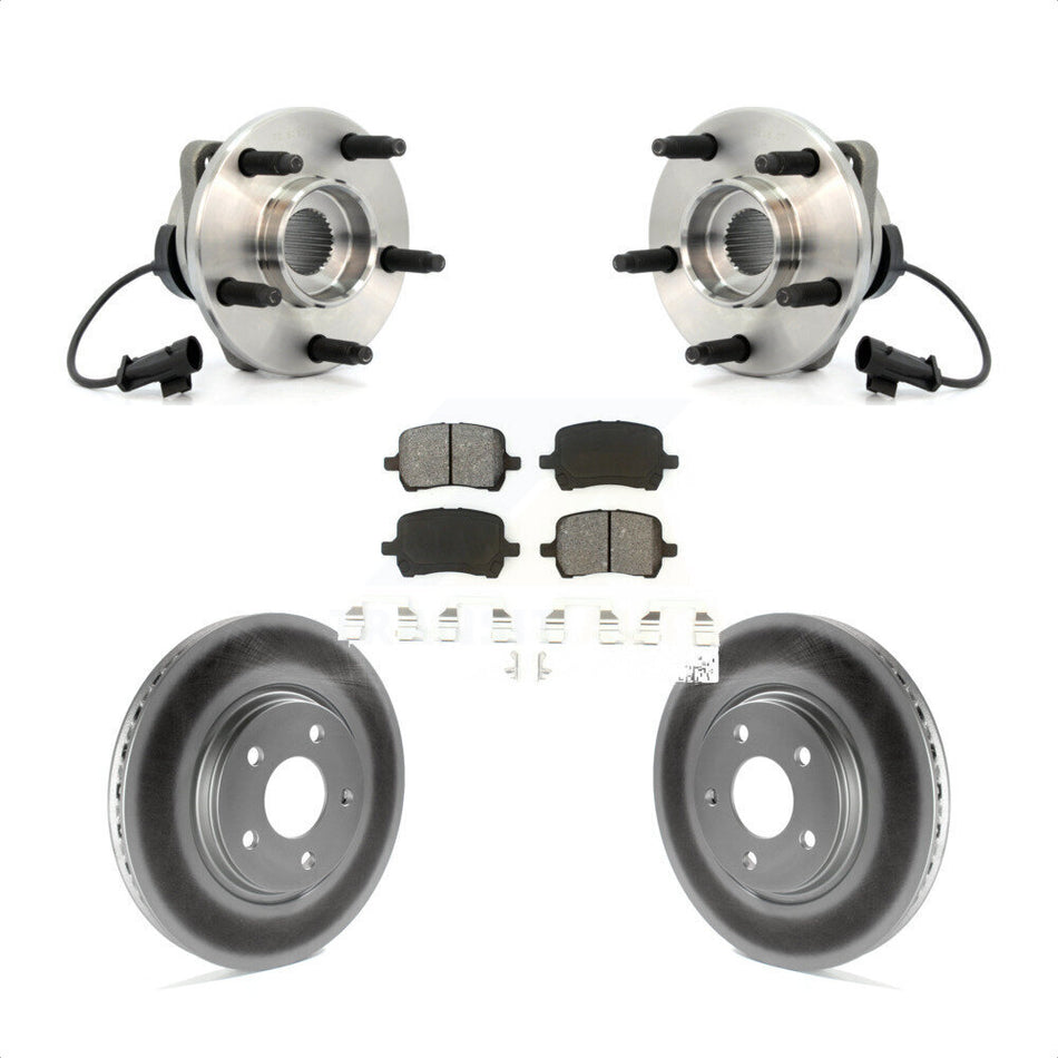 Front Hub Bearing Assembly With Coated Disc Brake Rotors And Semi-Metallic Pads Kit For Chevrolet Malibu Pontiac G6 Saturn Aura KBB-104028