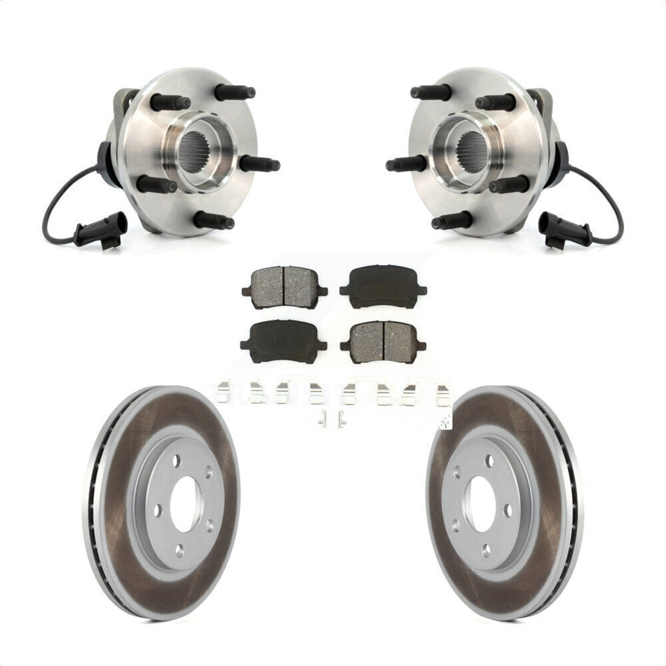 Front Hub Bearing Assembly With Coated Disc Brake Rotors And Semi-Metallic Pads Kit For Chevrolet Malibu Pontiac G6 KBB-104030