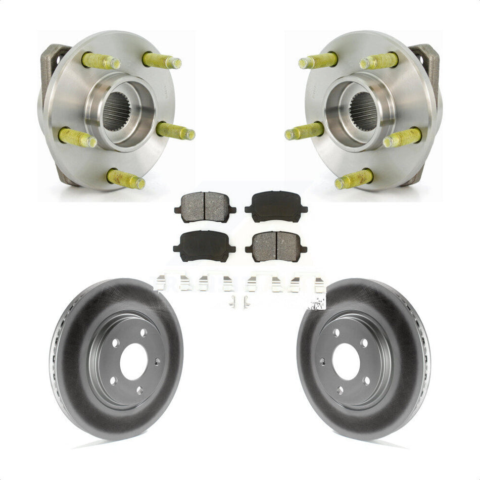 Front Hub Bearing Assembly With Coated Disc Brake Rotors And Semi-Metallic Pads Kit For 2006-2007 Pontiac G6 Non-ABS 296mm Diameter Rotor KBB-104032