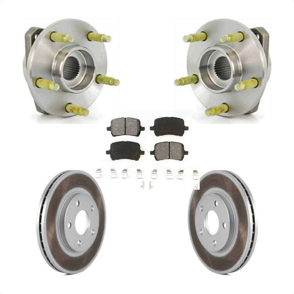 Front Hub Bearing Assembly With Coated Disc Brake Rotors And Semi-Metallic Pads Kit For Pontiac G6 Chevrolet Malibu KBB-104034
