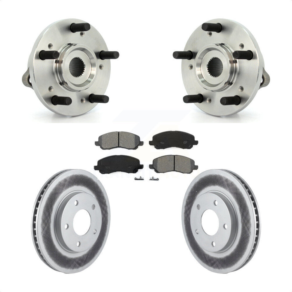 Front Hub Bearing Assembly With Coated Disc Brake Rotors And Semi-Metallic Pads Kit For Mitsubishi Galant KBB-104035