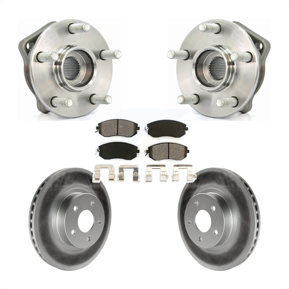 Front Hub Bearing Assembly With Coated Disc Brake Rotors And Semi-Metallic Pads Kit For Subaru Impreza KBB-104038