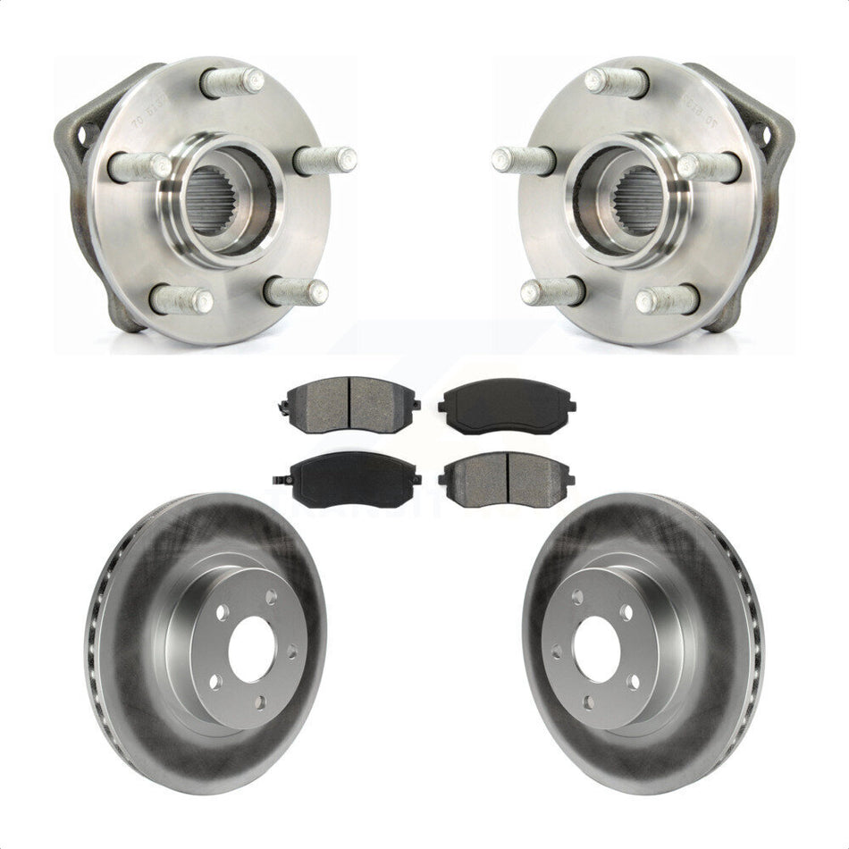 Front Hub Bearing Assembly With Coated Disc Brake Rotors And Semi-Metallic Pads Kit For Subaru Impreza Legacy KBB-104039