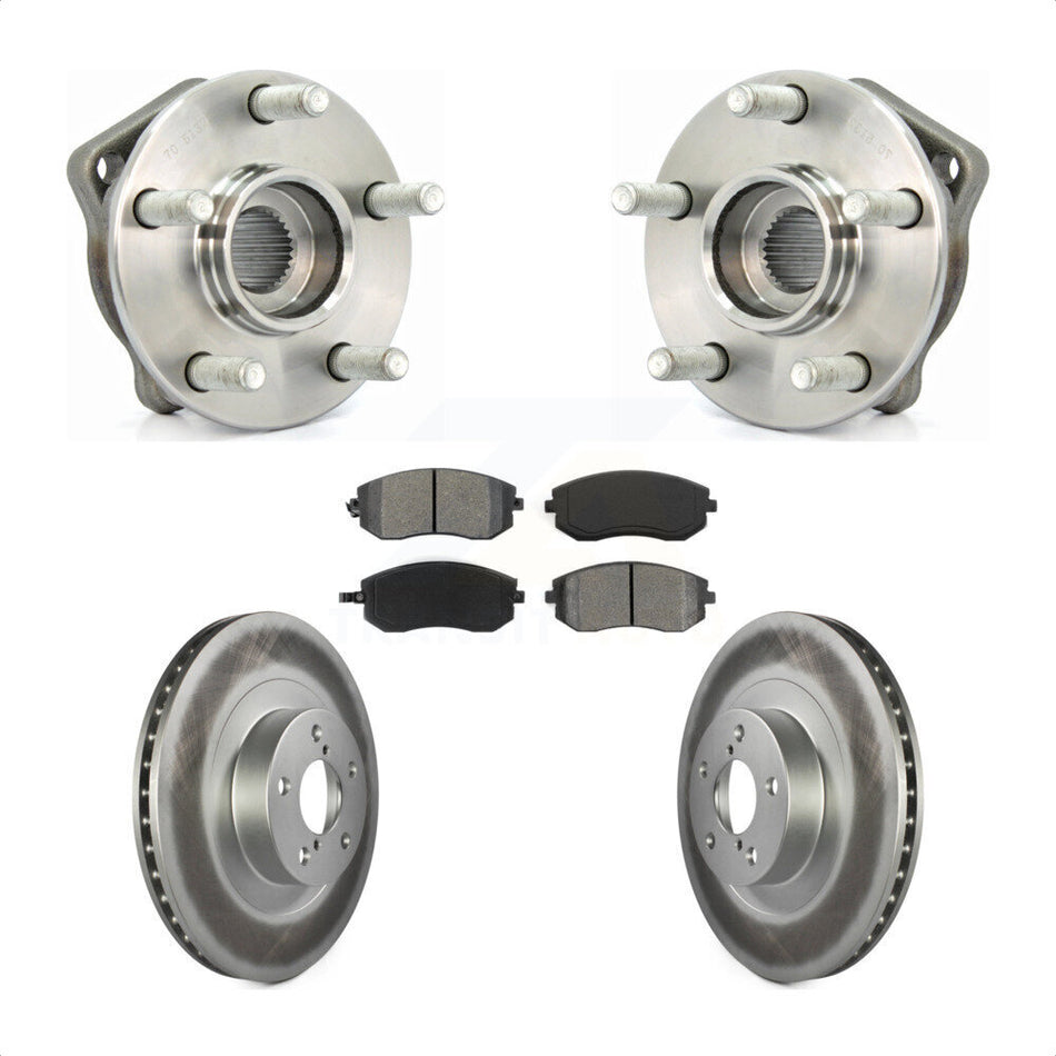Front Hub Bearing Assembly With Coated Disc Brake Rotors And Semi-Metallic Pads Kit For 2005-2005 Subaru Outback Legacy KBB-104042