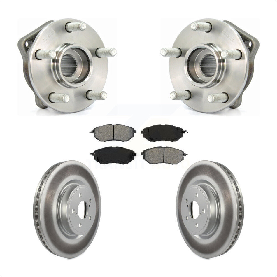 Front Hub Bearing Assembly With Coated Disc Brake Rotors And Semi-Metallic Pads Kit For Subaru Outback Legacy Forester KBB-104044