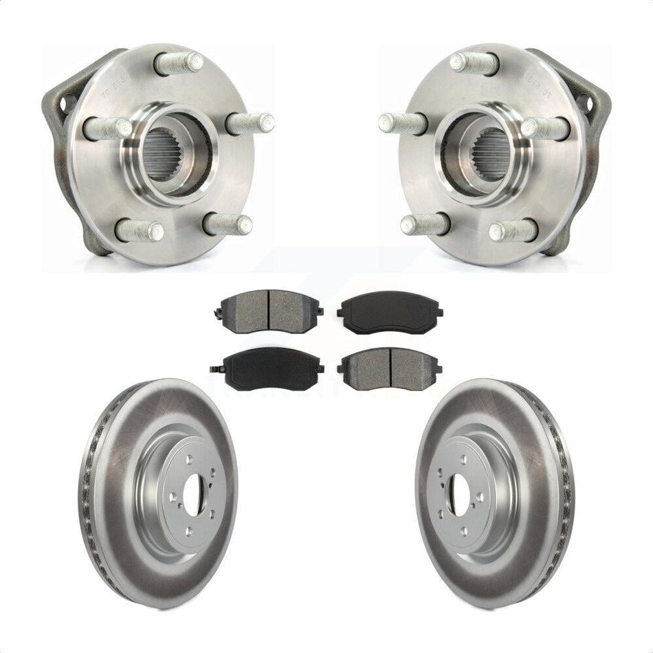 Front Hub Bearing Assembly With Coated Disc Brake Rotors And Semi-Metallic Pads Kit For Subaru Legacy KBB-104045