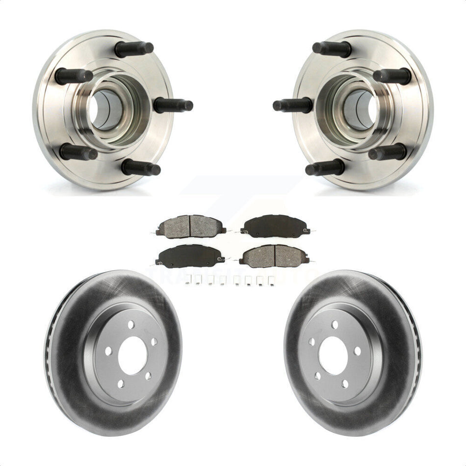 Front Hub Bearing Assembly With Coated Disc Brake Rotors And Semi-Metallic Pads Kit For Ford Mustang KBB-104048