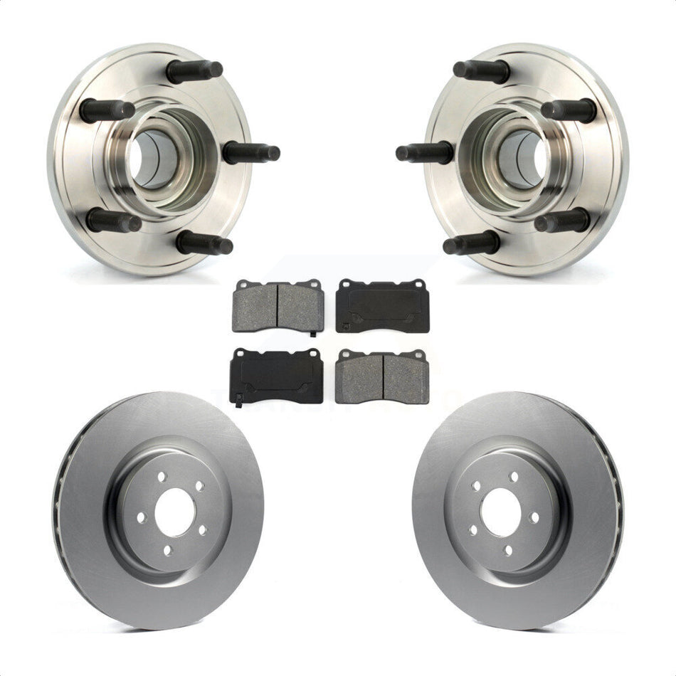 Front Hub Bearing Assembly With Coated Disc Brake Rotors And Semi-Metallic Pads Kit For Ford Mustang KBB-104049