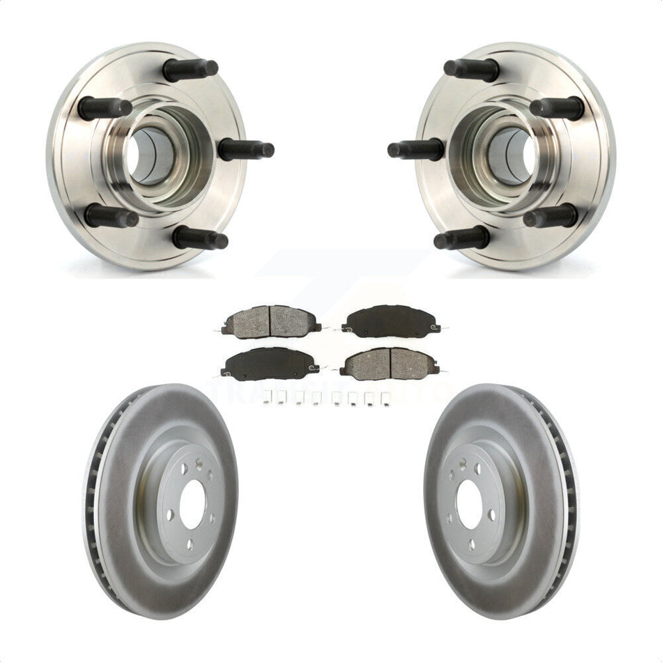 Front Hub Bearing Assembly With Coated Disc Brake Rotors And Semi-Metallic Pads Kit For Ford Mustang KBB-104050