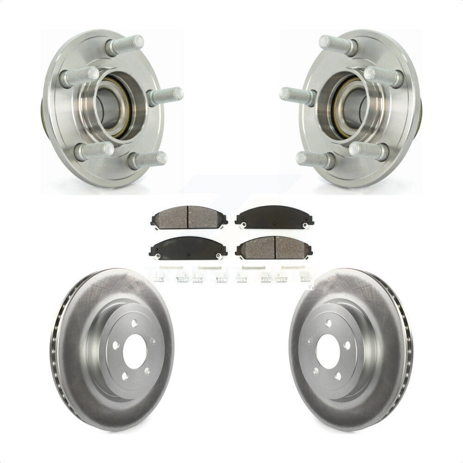 Front Hub Bearing Assembly With Coated Disc Brake Rotors And Semi-Metallic Pads Kit For Dodge Chrysler 300 Charger Magnum Challenger KBB-104054