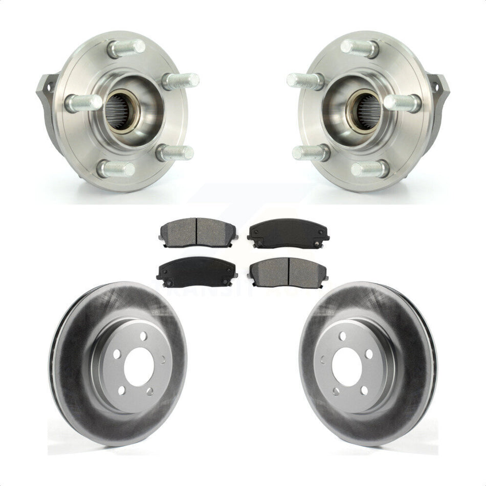 Front Hub Bearing Assembly With Coated Disc Brake Rotors And Semi-Metallic Pads Kit For Dodge Charger Chrysler 300 Magnum KBB-104057