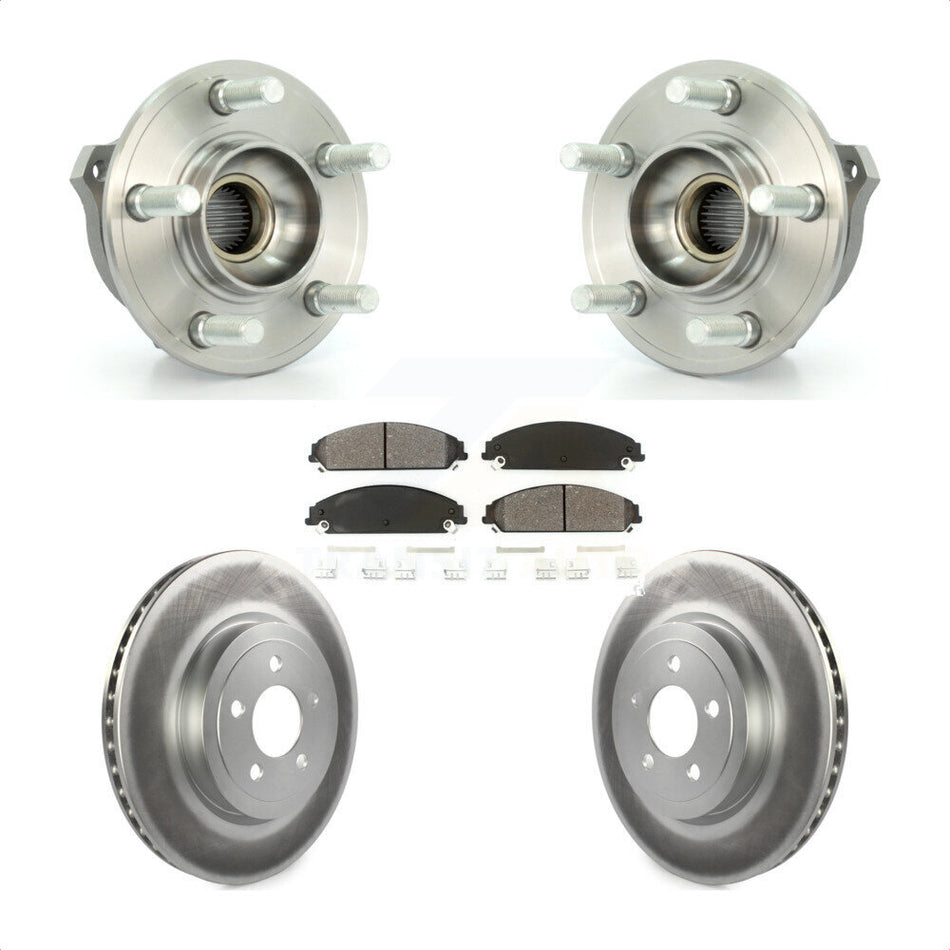 Front Hub Bearing Assembly With Coated Disc Brake Rotors And Semi-Metallic Pads Kit For Dodge Charger Chrysler 300 Challenger Magnum KBB-104058
