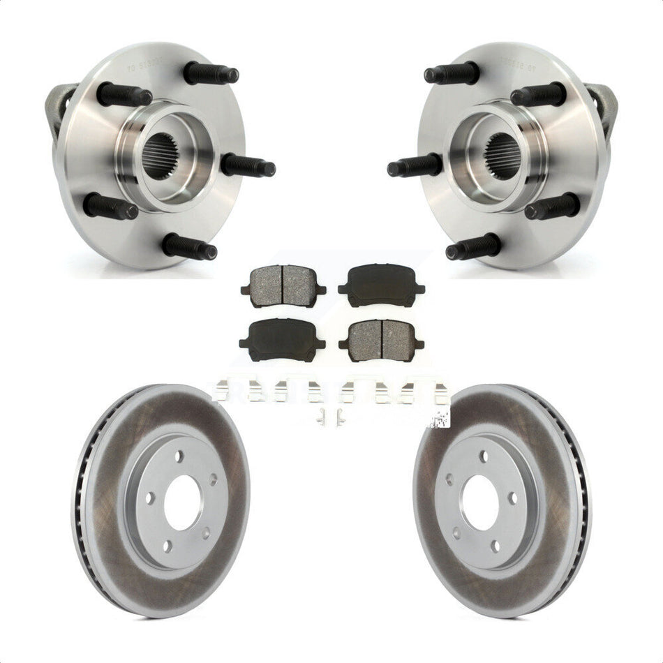 Front Hub Bearing Assembly With Coated Disc Brake Rotors And Semi-Metallic Pads Kit For Chevrolet HHR KBB-104066
