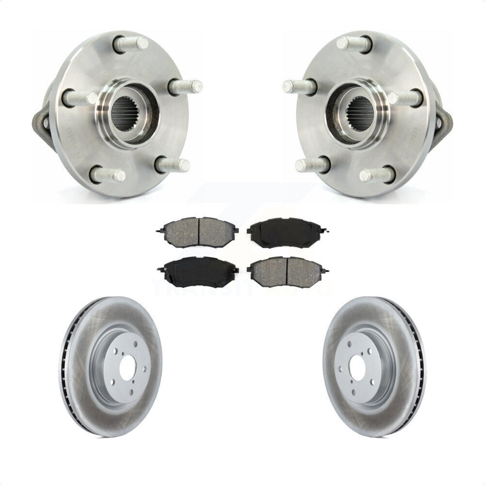 Front Hub Bearing Assembly With Coated Disc Brake Rotors And Semi-Metallic Pads Kit For 2008-2014 Subaru Tribeca KBB-104067