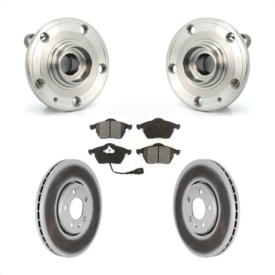 Front Hub Bearing Assembly Coated Disc Brake Rotor And Semi-Metallic Pad Kit For 2005-2006 Volkswagen Jetta 7th 8th Digit Of VIN Is "9M" Or "1J" With 288mm Diameter KBB-104071