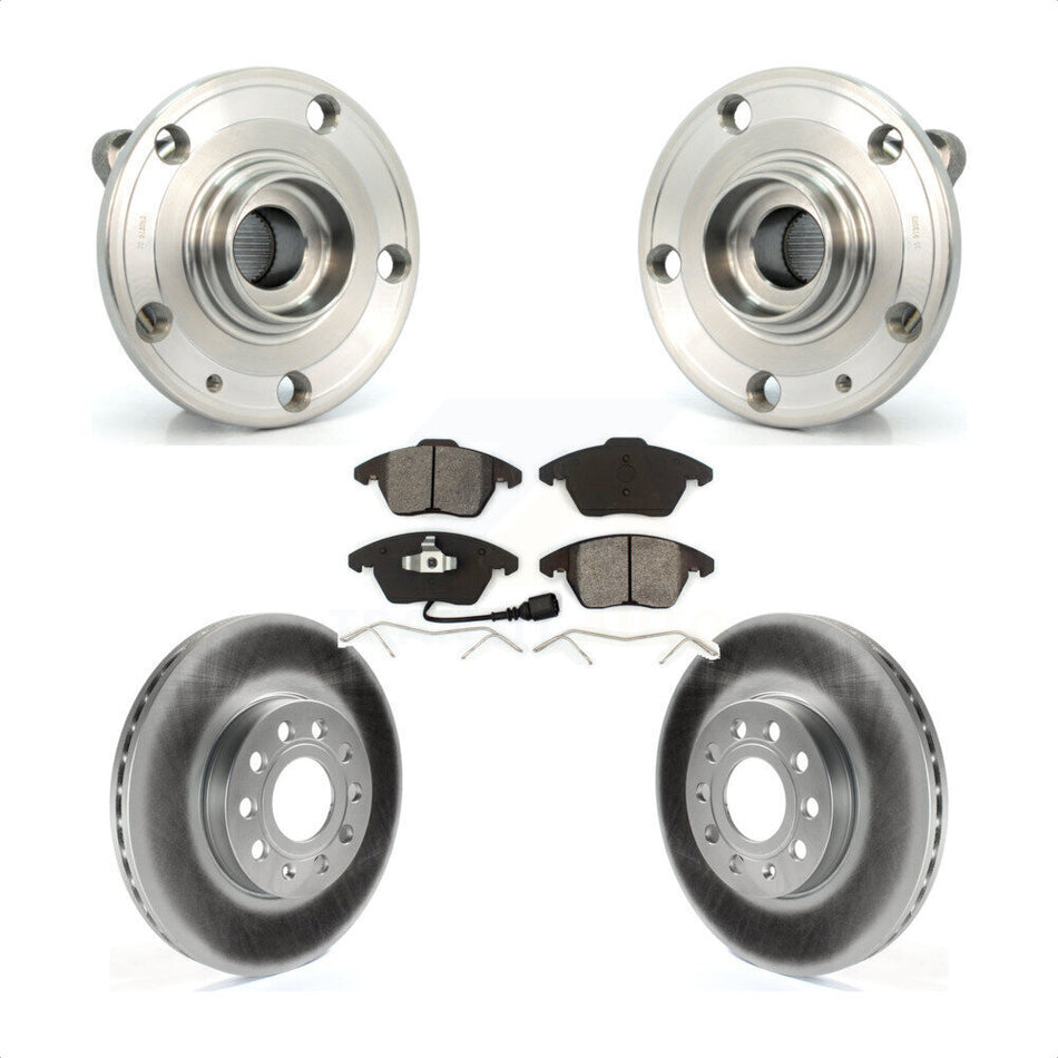 Front Hub Bearing Assembly With Coated Disc Brake Rotors And Semi-Metallic Pads Kit For Volkswagen Jetta Beetle Golf Rabbit Audi A3 GTI Quattro KBB-104074