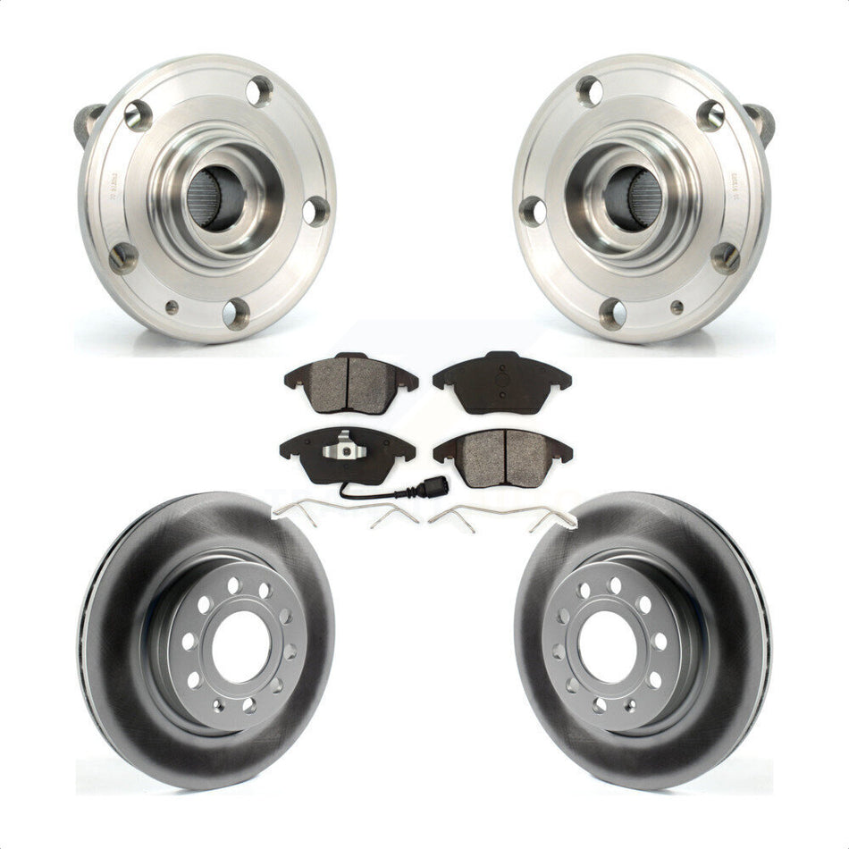 Front Hub Bearing Assembly With Coated Disc Brake Rotors And Semi-Metallic Pads Kit For Volkswagen GTI Audi A3 Quattro 280mm Diameter Rotor KBB-104075