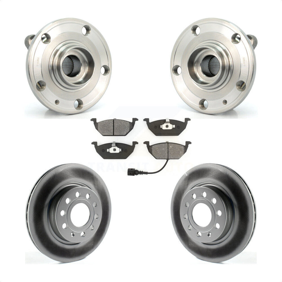 Front Hub Bearing Assembly With Coated Disc Brake Rotors And Semi-Metallic Pads Kit For 2011-2015 Volkswagen Jetta 280mm Diameter Rotor KBB-104076